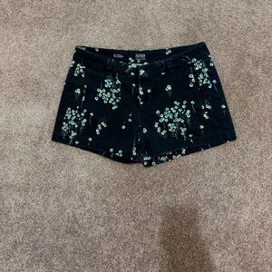 Rue21 Black Jean Shorts with Floral Embellishments